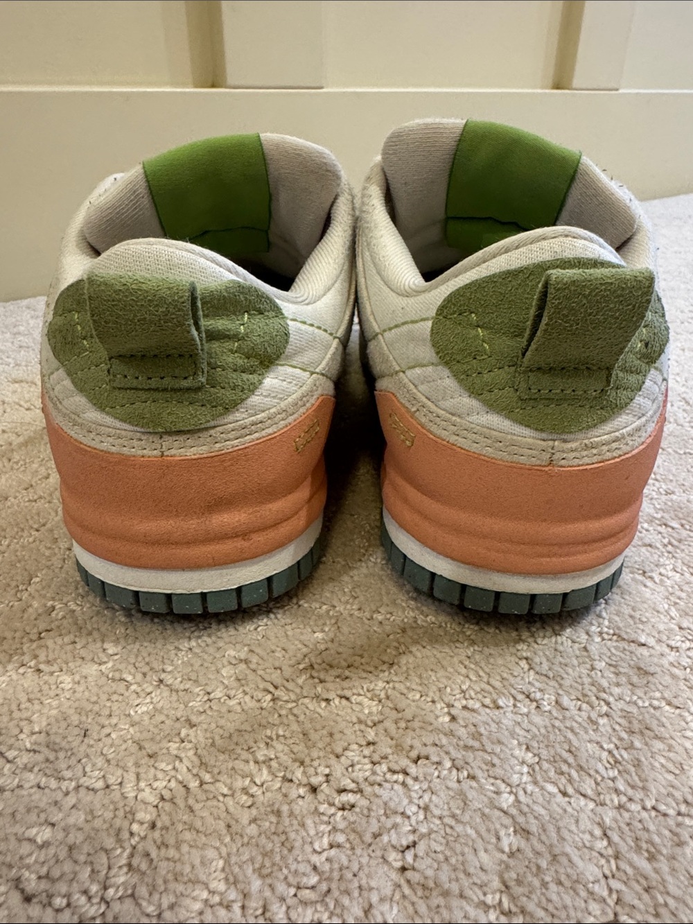 Nike Low-Top Sneakers in White with Green, Blue, and Orange Accents - Picture 4 of 5